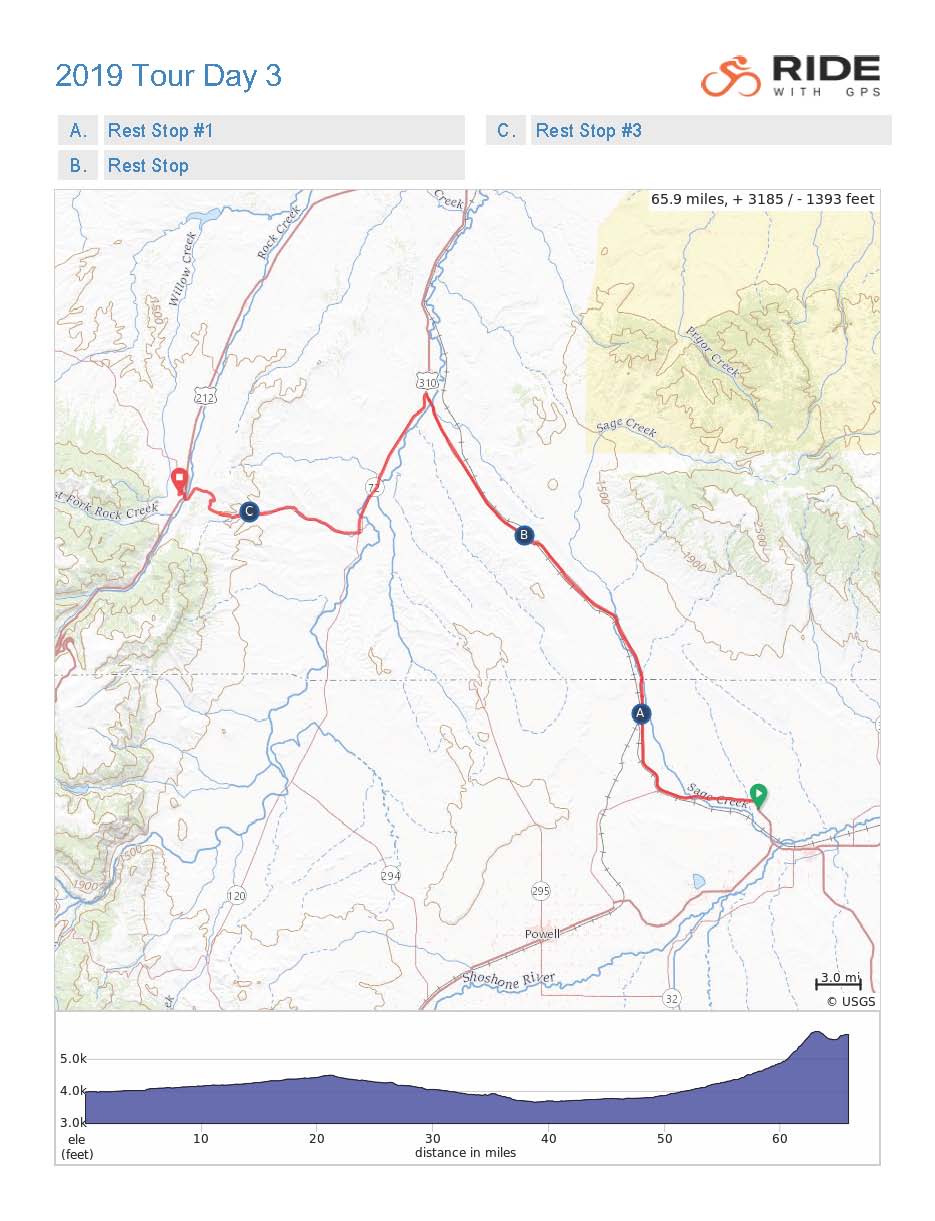 Daily Routes Tour de Wyoming